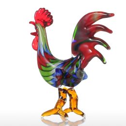 Colorful Rooster Glass Figurine Home Decor Animal Ornament Favor Gift Glass Craft Decoration For Home Office