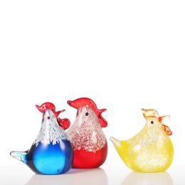 Cute Mini Animal Figurines Glass Small Chicken Craft Home Decor Sculpture Modern Art Gift Home Decoration Accessories
