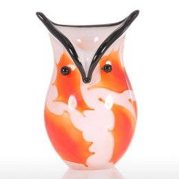 Owl Cointainer Gift Glass Ornament Animal Figurine Handblown Home Decor White &amp;amp;Orange Home Decoration Accessories
