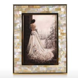 Photo Frame with Golden Shell  Black Lip Shell Wooden Piano Baking Varnish Technology Office Study &amp;amp; Bedroom Ornaments