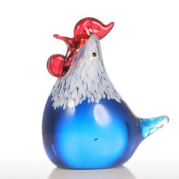 Small Chicken Figurine Glass Statuette Home Decor Glass  Art Ornament Sculpture Gift Animal Craft For Home Office