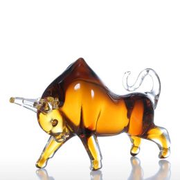 Yellow Cattle Glass Figurine Home Decor Animal Figurine Favor Gift Glass Craft Decoration For Home Office