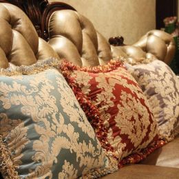 Top Luxury Europe Embroidered Home Bed Car Decor Cushion Cover Gift Tassel Noble Throw Pillowcase 1pc ,Not Filling
