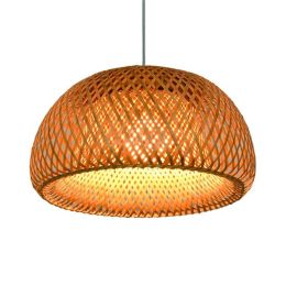 Vintage Bamboo LED Wood Pendant Lamp Weaving Nest Nest Antique LED Chandelier Lanterns Living Room Hotel Restaurant Aisle Lamp