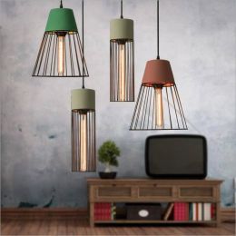Vintage cement and metal foged birdcage Creative Pendant Lights,Industrial Style  Iron Pendant Lamp For Restaurant/Bar droplight