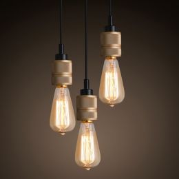 Vintage Edison Hooked Mini Pendant Lighting Fixture Single Light Brass Socket