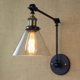 Vintage glass wall sconces,double arm adjustble led wall light lighting indoor for dining living room bedroom light fixture