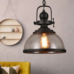 Vintage Industrial glass Pendant Lights Loft iron antique Hanging Lamp for restaurant dining room Bar cafe deco lighting fixture