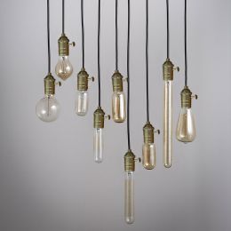 Vintage Industrial Loft Exposed Bulb Mini Pendant 1-Light in Black / Brass