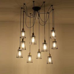 vintage style loft design lamp dining lamp lights edison spider lamp with iron cover creative head DIY Ceiling pendant lamp