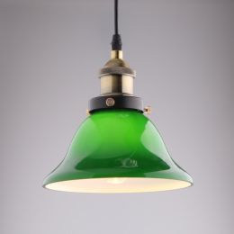 Vivid Emerald Green Glass Shade Metal Retro Pendant Light Single Light