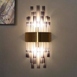 XL Bar Cafe smoke black glass pipe Wall Light for Living Room glass lampshade Wall sconce Bedroom Hotel wall fixtures Lighting