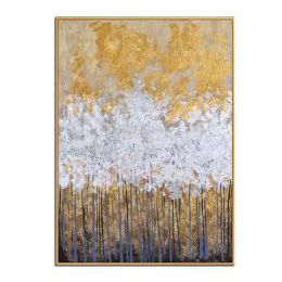 Knife drawn textured art on canvas handmade gold and silver landscape wall art picture poster for living room Entrance no framed (size: 60x90cm)