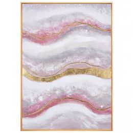100% Handmade Gold Foil Abstract Oil Painting Wall Art Modern Minimalist Pink Marble Texture Picture Canvas Home Decor For Living Room No Frame (size: 75x150cm)
