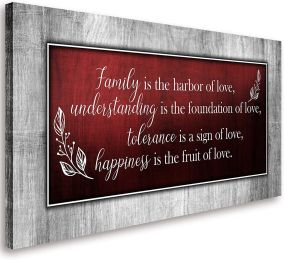 Family Wall Art-Canvas Wall Art for Living Room- Family Quotes Blue Wall Decor- Motto Picture Prints Framed Artwork for Bedroom Home Farmhouse Wall De (Color: Red, size: 20inchx40inch)