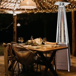 Patio Heater 42,000 BTU Pyrami-d Flame Outdoor Heater Propane Heater With Wheel (Color: Gold, size: 134*75*18CM)