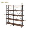 Home Office 5 Tier Bookshelf, Industrial Bookcase for Office with Metal Frame, X Design Etageres Storage Shelf